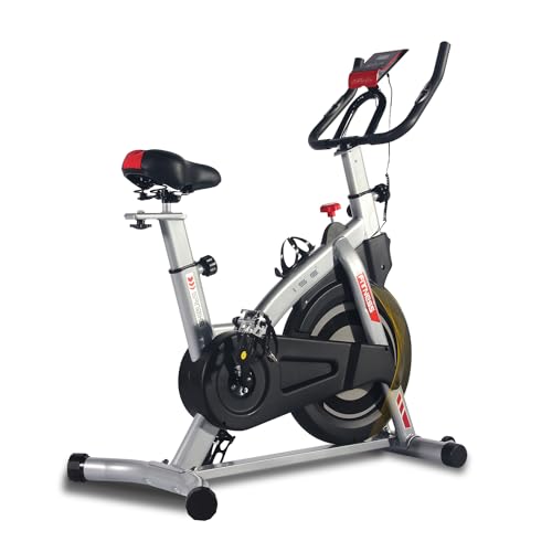 ISE Velo d appartement, Vélo d'Appartement Professionnel, Velo Appartement Fitness Intérieur, Vélos d'Appartement Volant Inertie 8KG, Velo Sport Appartement Impulsion/Écran LCD/Ergonomie, Cardio :Sports et Loisirs
