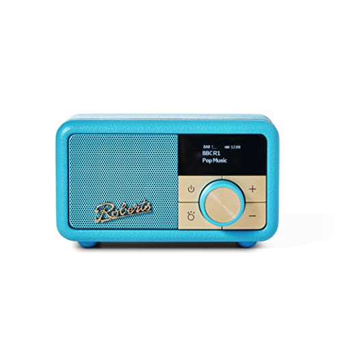 ROBERTS Radio Revival Petite   Radio Portable compacte avec Dab /FM/Bluetooth, 20 h d'autonomie, entrée auxiliaire, radiateur Passif, Turquoise :High Tech