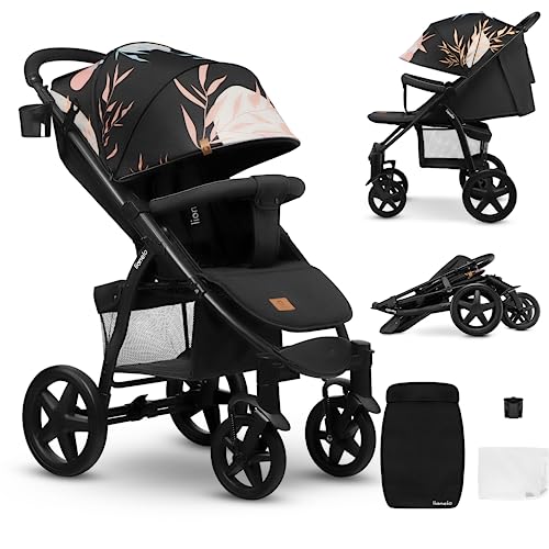 LIONELO Annet Plus poussette bebe à 22 kg, auvent avec fenêtre, roues EVA, chancelière moustiquaire porte gobelet, réglage du dossier jusqu’à la position couchée (Lovin, PLUS) :Bébé et Puériculture