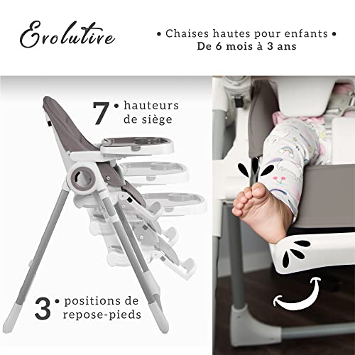 Sweety Fox Chaise Haute Bébé Evolutive, Pliable et Réglable, Nettoyage Facile   Inclinable en Transat bebe avec Barre de Jeux (de 6 mois à 3 ans, max 15kg) Gris Foncé :Bébé et Puériculture
