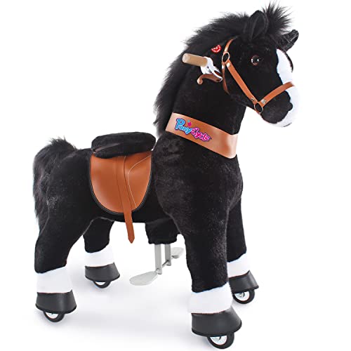 PonyCycle Authentique Cheval Monter sur des Jouets Trottinettes pour Enfants (avec Frein et Son/ 90 cm Hauteur/Taille 4 pour Les 4 à 8 Ans) Pony Cycle Cheval Noir Modèle Ux426 Loisirs