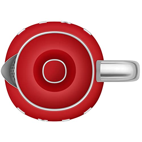 Smeg KLF05RDUK Mini bouilloire de 0,8 l, style rétro années 50, base antidérapante, arrêt automatique, 1400 W, rouge