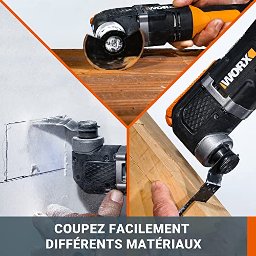 WORX   Outil oscillant multifonctions sans fil 20V 2Ah   WX696 (Puissant 5000/6000 tr min, grand angle d'oscillation 3,6°, changement de lame facile, léger, livré avec batterie et chargeur) :Bricolage