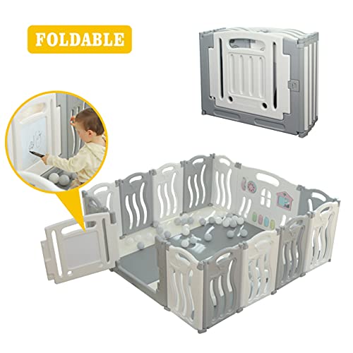 Gupamiga Parc Bebe Modulable, Parc Bebe Pliable, Parcs pour Enfants ou Bébé avec Planche à Dessin (12 2 Panneaux) :Bébé et Puériculture