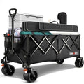 Overmont Chariot de Festival Pliable Extra Large de 300 L – Roues Larges et Freins – Chariot Robuste jusqu'à 200 kg – avec poignée réglable et Sac de Housse – Chariot pour Plage, Camping, Jardin