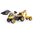 Smoby   Tracteur Builder Max   Remorque   Tractopelle Enfant   Siège Ajustable   Volant avec Klaxon   710304 :Jeux et Jouets