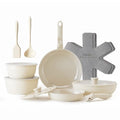 Redchef 16 poêles et casseroles, batterie de cuisine antiadhésive en céramique pour le camping avec poignée amovible, non toxique, sans PFAS, PFOA et PTFE, lavable au lave vaisselle et au four