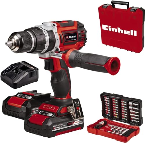 Einhell Professional Perceuse Visseuse à percussion sans fil TP CD 18/60 Li i BL  39 Power X Change (18V, moteur sans charbon, Couple 60 Nm) Livré avec 2 Batteries 2,0Ah, Chargeur et 39 Accessoires