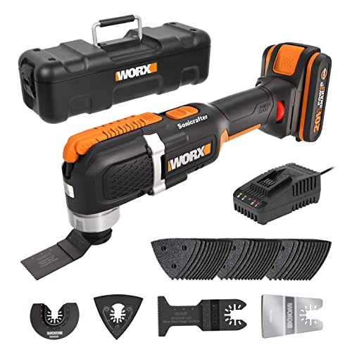 WORX   Outil oscillant multifonctions sans fil 20V 2Ah   WX696 (Puissant 5000/6000 tr min, grand angle d'oscillation 3,6°, changement de lame facile, léger, livré avec batterie et chargeur) :Bricolage