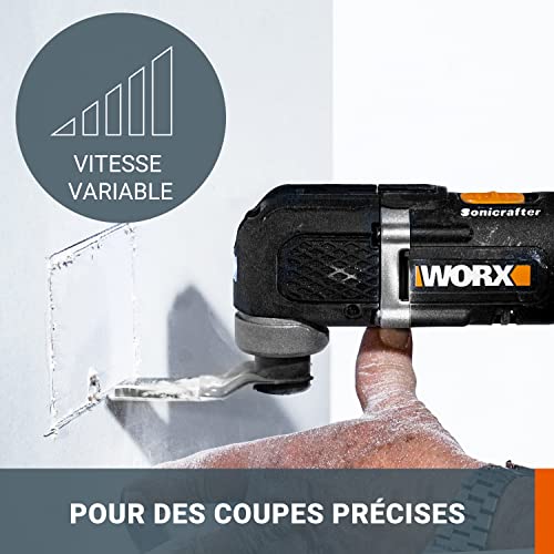 WORX   Outil oscillant multifonctions sans fil 20V 2Ah   WX696 (Puissant 5000/6000 tr min, grand angle d'oscillation 3,6°, changement de lame facile, léger, livré avec batterie et chargeur) :Bricolage