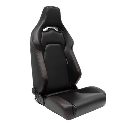 Siège baquet 'VGR'   Simili Cuir Noir   Surpiqûres rouge   Dossier régable   incl. glissières