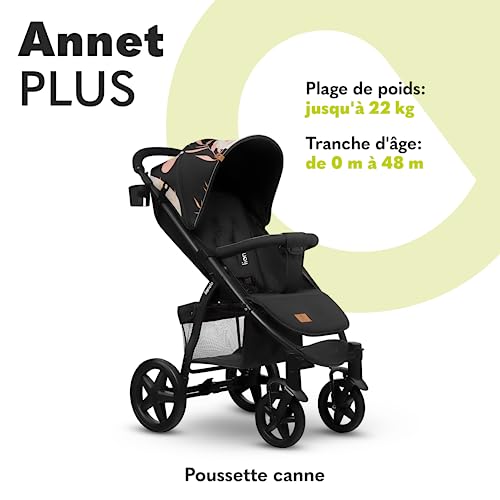 LIONELO Annet Plus poussette bebe à 22 kg, auvent avec fenêtre, roues EVA, chancelière moustiquaire porte gobelet, réglage du dossier jusqu’à la position couchée (Lovin, PLUS) :Bébé et Puériculture