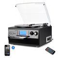 DIGITNOW! Platine Vinyle Bluetooth Tourne Disque USB mp3 et Fonction Encodage Classique Lecteur CD avec Cassette FM Radio,3 Vitesses 33/45/78 RPM Haut parleurs Intégrés Chaîne Stéréo :High Tech