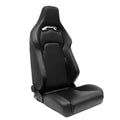Siège baquet 'VGR'   Simili Cuir Noir   Surpiqûres argent   Dossier régable   incl. glissières