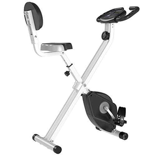 HOMCOM Vélo d'appartement pliable vélo de fitness vélo d'intérieur 8 niveaux de résistance magnétique avec dossier selle réglable écran LCD multifonction capteur fréquence cardiaque noir :Sports et Loisirs