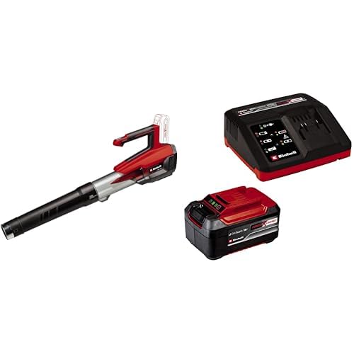 Einhell Professional Souffleur de feuilles sans fil GE LB 18/200 Li E Solo Power X Change (18 V, Brushless, variateur de vitesse, technologie de soufflerie axiale) avec Chargeur et Batterie 5,2Ah