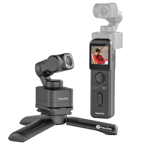 Feiyu Pocket 3 avec Poignée de télécommande [Officiel], Caméra Sport 4K avec Stabilisation Anti Vibration sur 3 Axes,Ultra HD 12MP,Vue Large 130°,MIC intégré,pour Le Vlogging,la plongée :High Tech