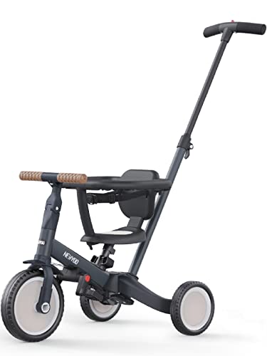 newyoo Tricycle bébé évolutif, Draisienne Évolutif pour Les Tout Petits, Trike Bebe, Velo pour Enfant âgés de 1 à 3 Ans avec Removable Garde De Sécurité, Gris foncé :Jeux et Jouets