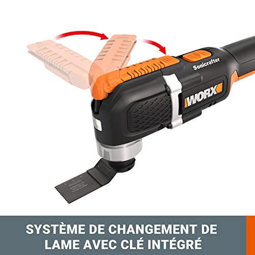 WORX   Outil oscillant multifonctions sans fil 20V 2Ah   WX696 (Puissant 5000/6000 tr min, grand angle d'oscillation 3,6°, changement de lame facile, léger, livré avec batterie et chargeur) :Bricolage