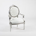 Way Home Store Fauteuil baroque médaillon argenté et blanc 60 x 65 x 90 cm
