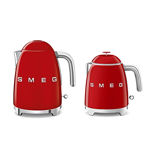 Smeg KLF05RDUK Mini bouilloire de 0,8 l, style rétro années 50, base antidérapante, arrêt automatique, 1400 W, rouge
