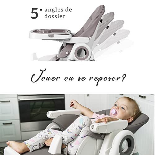 Sweety Fox Chaise Haute Bébé Evolutive, Pliable et Réglable, Nettoyage Facile   Inclinable en Transat bebe avec Barre de Jeux (de 6 mois à 3 ans, max 15kg) Gris Foncé :Bébé et Puériculture