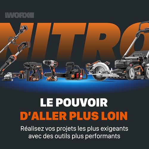 WORX Nitro   Scie sabre brushless sans fil 20V   4Ah   WX516 (Livrée avec batterie et chargeur, Changement Rapide de Lame, Vitesse de Coupe Variable, Lumière LED, 1 lame bois et 1 lame métal) :Bricolage