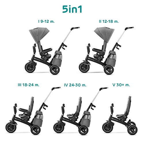 kk Kinderkraft Tricycle Enfant Évolutif Easytwist, 9 Mois à 5 Ans, Accesoires, Gris 1 Unité :Jeux et Jouets
