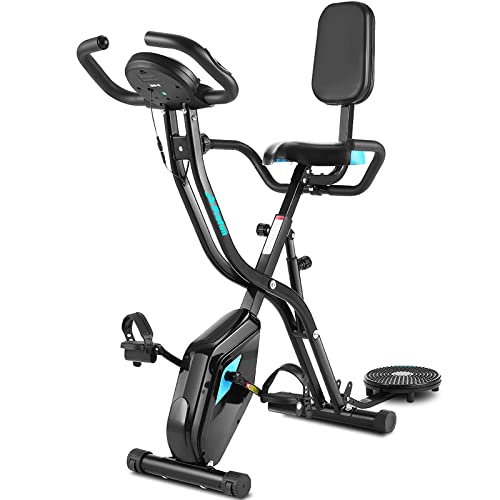 Profun Vélo d'appartement pliable   Vélo de fitness   10 niveaux de résistance réglable avec planche d'exercice Twister   Vélo stationnaire avec connecteur APP   Noir :Sports et Loisirs