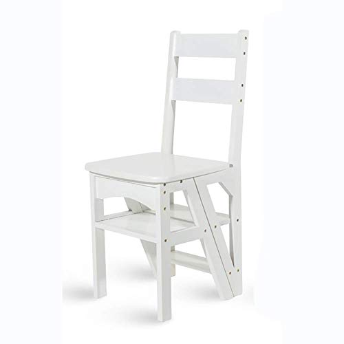 CHEWYNP Échelles et tabourets à Double Usage pour la Maison et l'extérieur, escabeau, Chaise Pliante multifonctionnelle en Bambou pour Enfants, Blanc :Cuisine et Maison