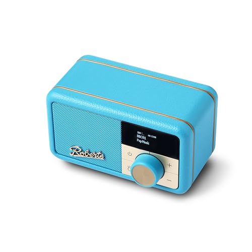 ROBERTS Radio Revival Petite   Radio Portable compacte avec Dab /FM/Bluetooth, 20 h d'autonomie, entrée auxiliaire, radiateur Passif, Turquoise :High Tech