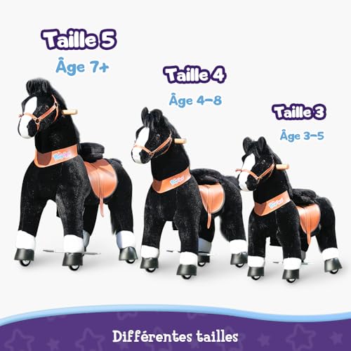 PonyCycle Authentique Cheval Monter sur des Jouets Trottinettes pour Enfants (avec Frein et Son/ 90 cm Hauteur/Taille 4 pour Les 4 à 8 Ans) Pony Cycle Cheval Noir Modèle Ux426 Loisirs