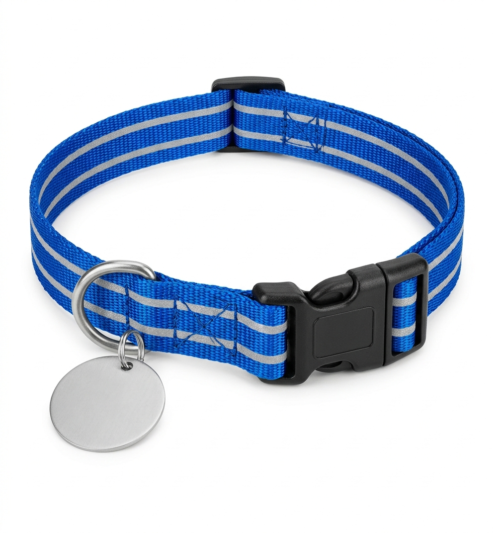 Yasminer-Collier en Nylon Réfléchissant pour Chien avec Médaille Personnalisée