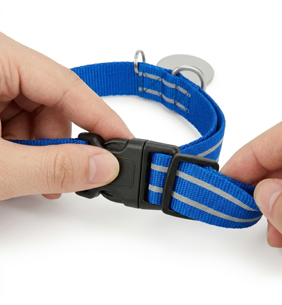 Yasminer-Collier en Nylon Réfléchissant pour Chien avec Médaille Personnalisée
