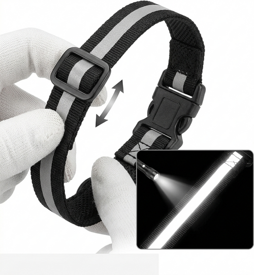 Yasminer-Collier Réfléchissant Personnalisé pour Chien avec Nom Gravé